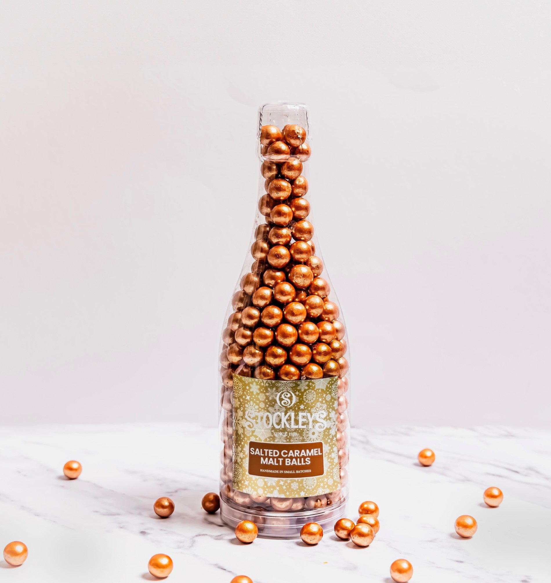 Salted Caramel Malt Balls Champagne Bottle